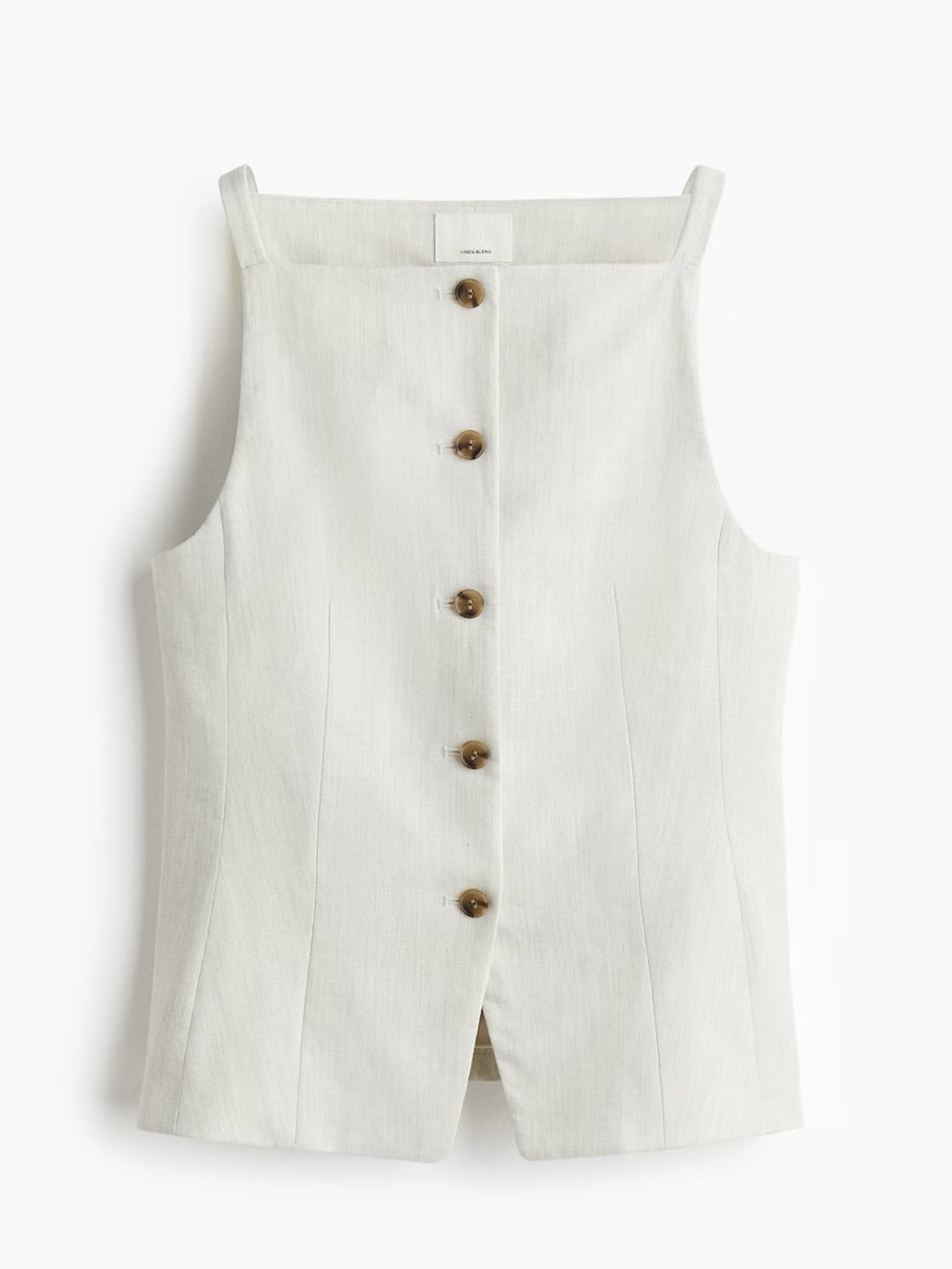 H&M Cream Button-Front Linen-Blend Cami